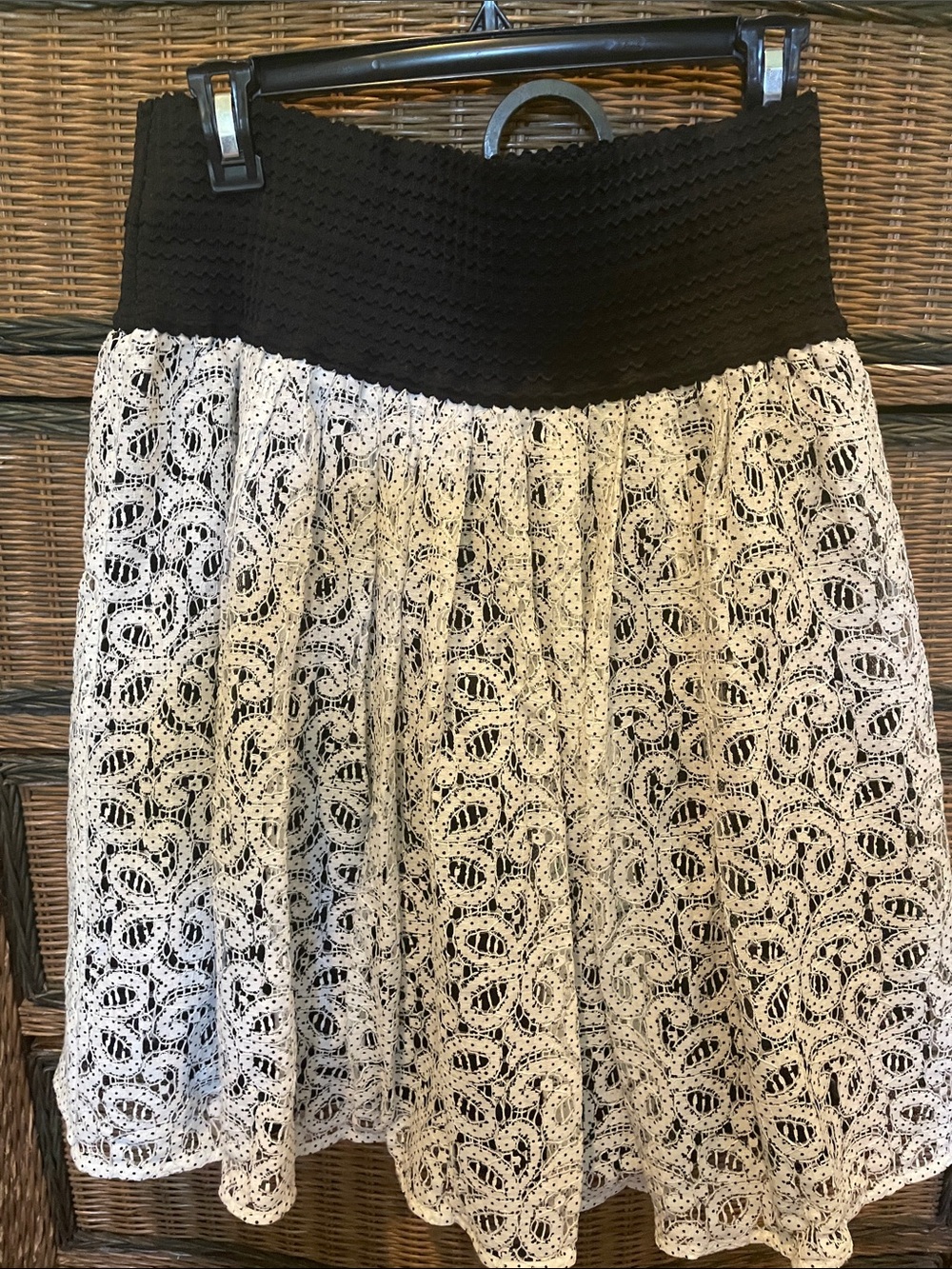 HD in Paris Black Waistband White Lace Circle Skirt